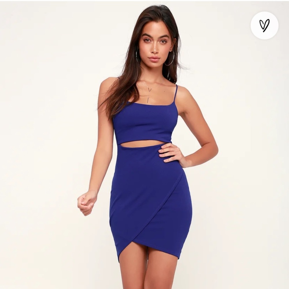 Lulus Cutout On The Town Royal Blue Cutout Bodycon Dress